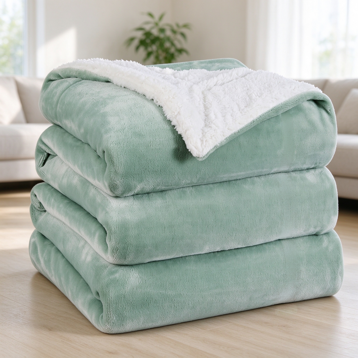 Double-Sided Sherpa Fleece Throw Blanket, Reversible Warm Flannel Sherpa Blanket | COZORVEL