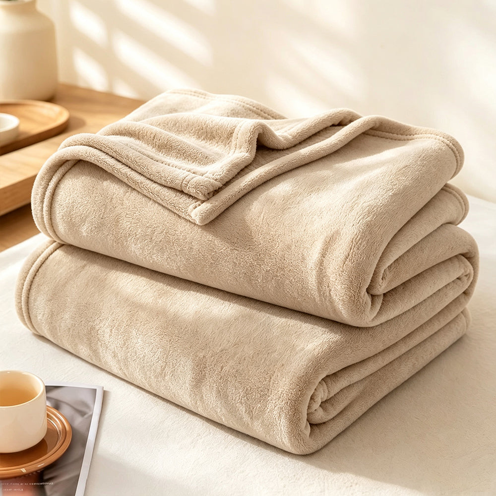 Thick Solid Color Flannel Blanket for Sofa Naps Home Decor | COZORVEL
