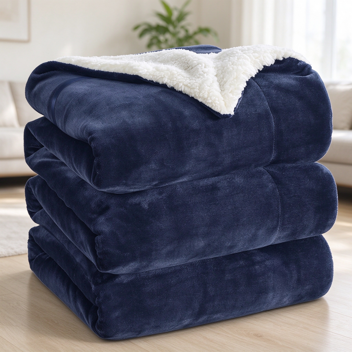 Double-Sided Sherpa Fleece Throw Blanket, Reversible Warm Flannel Sherpa Blanket | COZORVEL