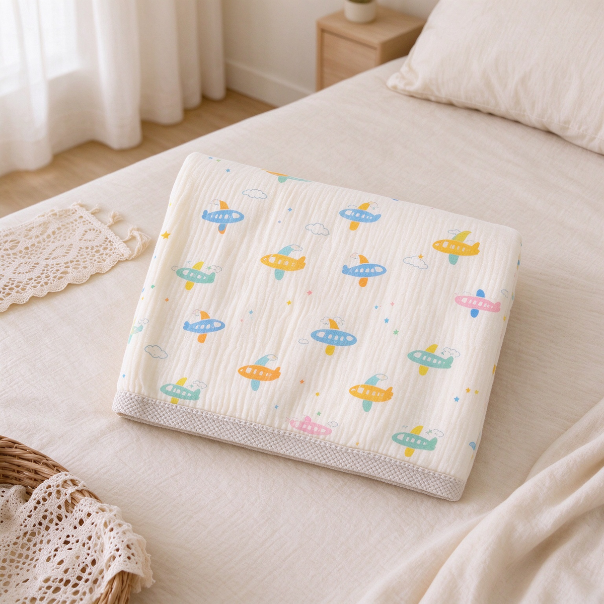 Double Layer Soft Cotton Baby Muslin Fleece Blanket | COZORVEL