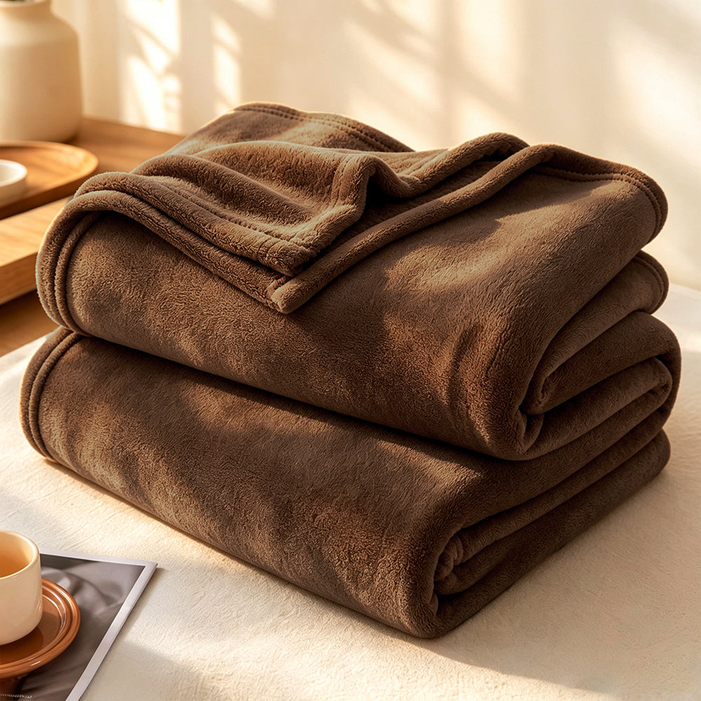 Thick Solid Color Flannel Blanket for Sofa Naps Home Decor | COZORVEL