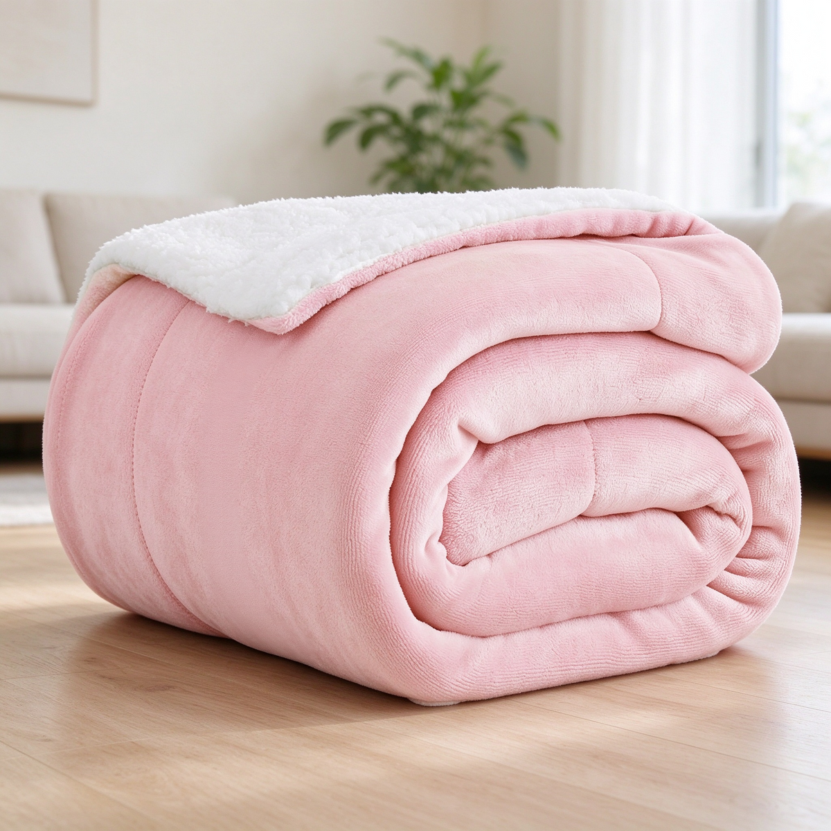 Double-Sided Sherpa Fleece Throw Blanket, Reversible Warm Flannel Sherpa Blanket | COZORVEL
