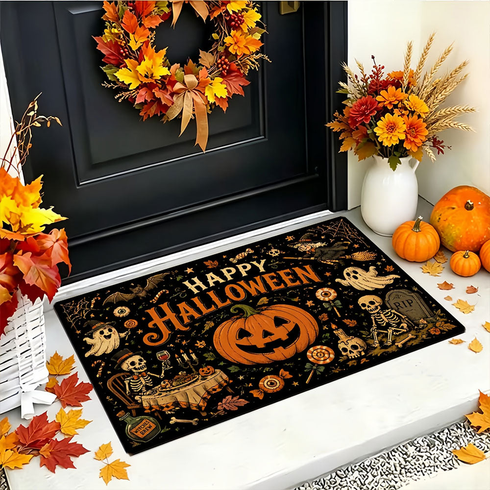 Halloween & Fall Festive Entrance Doormat Non-Slip Washable Indoor Floor Mat| COZORVEL