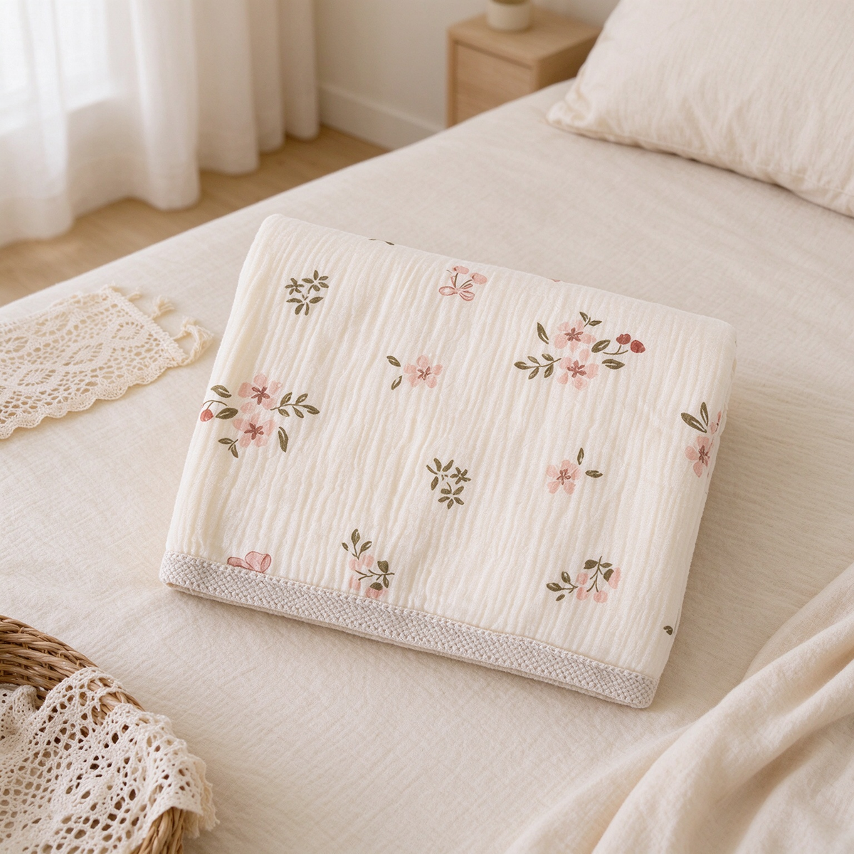 Double Layer Soft Cotton Baby Muslin Fleece Blanket | COZORVEL