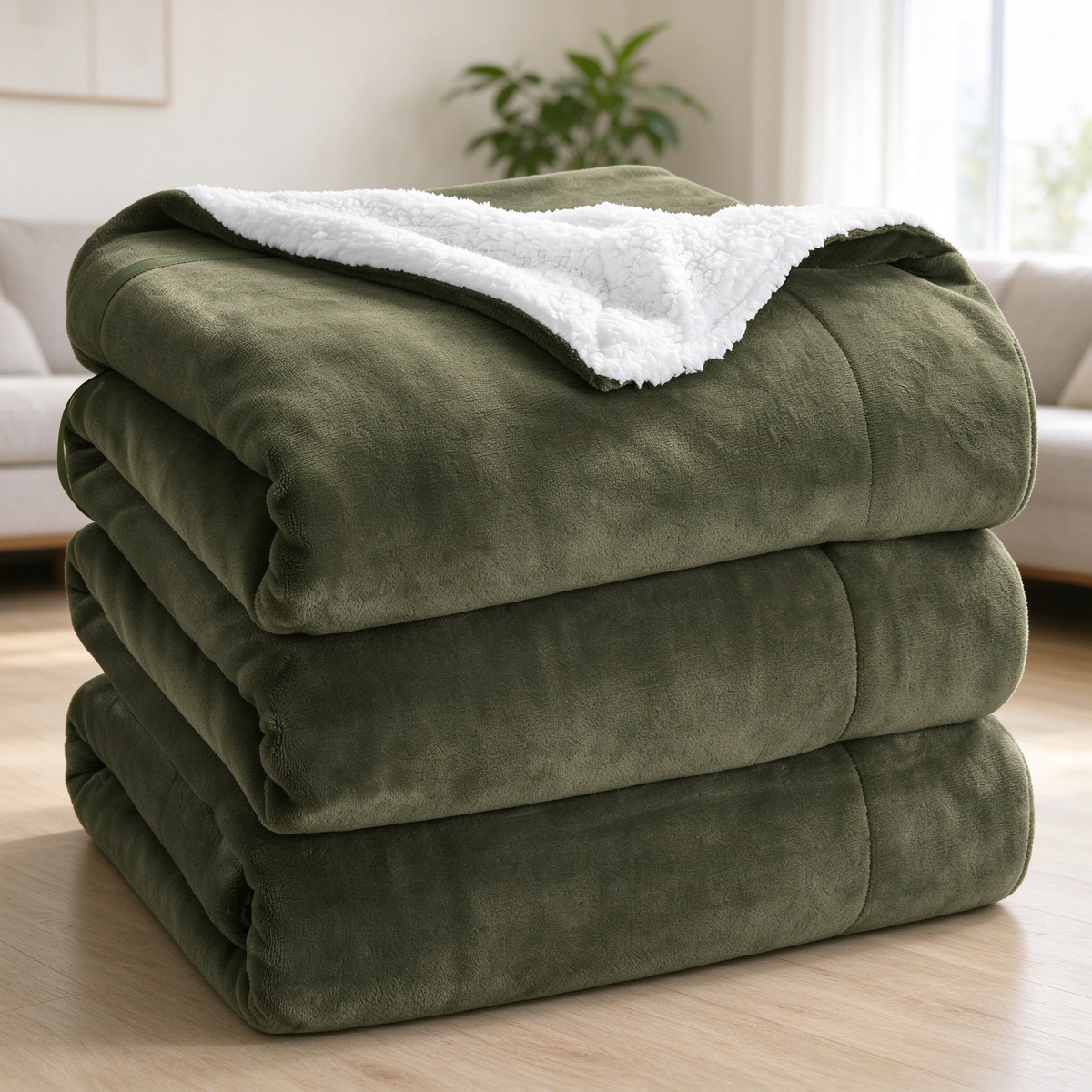 Double-Sided Sherpa Fleece Throw Blanket, Reversible Warm Flannel Sherpa Blanket | COZORVEL