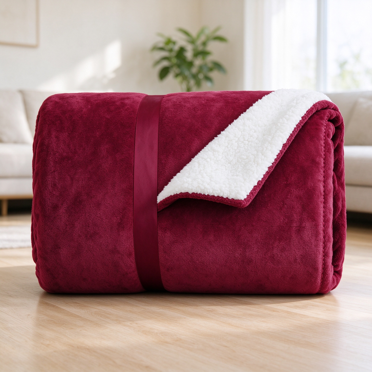 Double-Sided Sherpa Fleece Throw Blanket, Reversible Warm Flannel Sherpa Blanket | COZORVEL