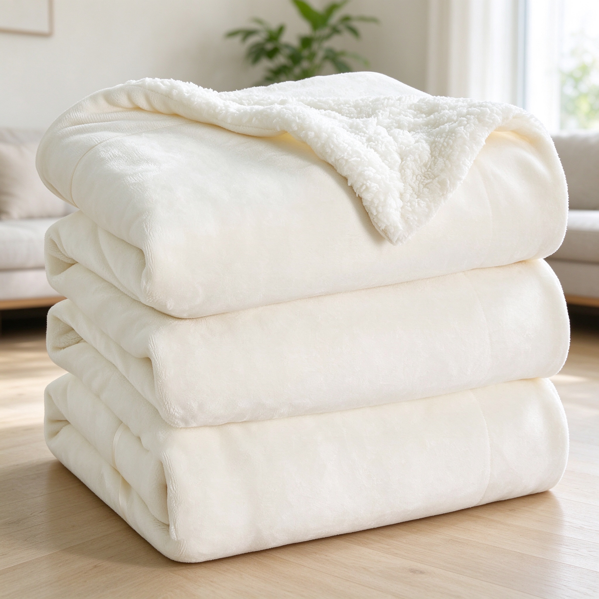 Double-Sided Sherpa Fleece Throw Blanket, Reversible Warm Flannel Sherpa Blanket | COZORVEL