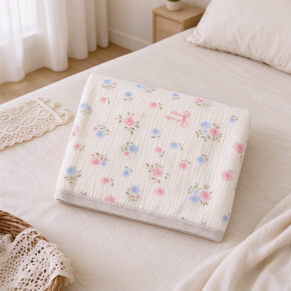 Double Layer Soft Cotton Baby Muslin Fleece Blanket | COZORVEL