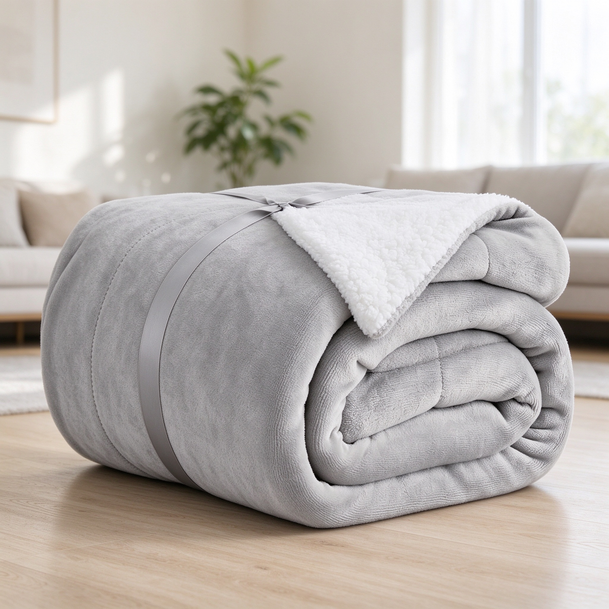 Double-Sided Sherpa Fleece Throw Blanket, Reversible Warm Flannel Sherpa Blanket | COZORVEL