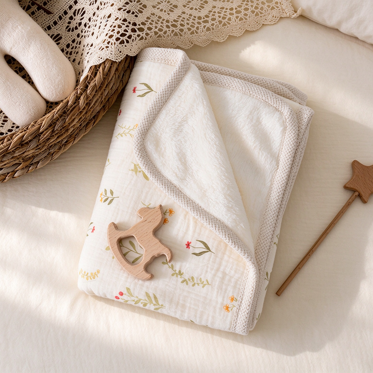 Double Layer Soft Cotton Baby Muslin Fleece Blanket | COZORVEL