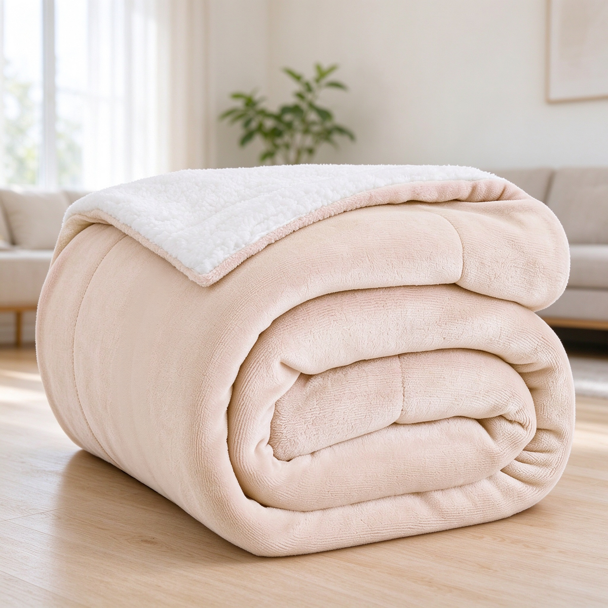Double-Sided Sherpa Fleece Throw Blanket, Reversible Warm Flannel Sherpa Blanket | COZORVEL
