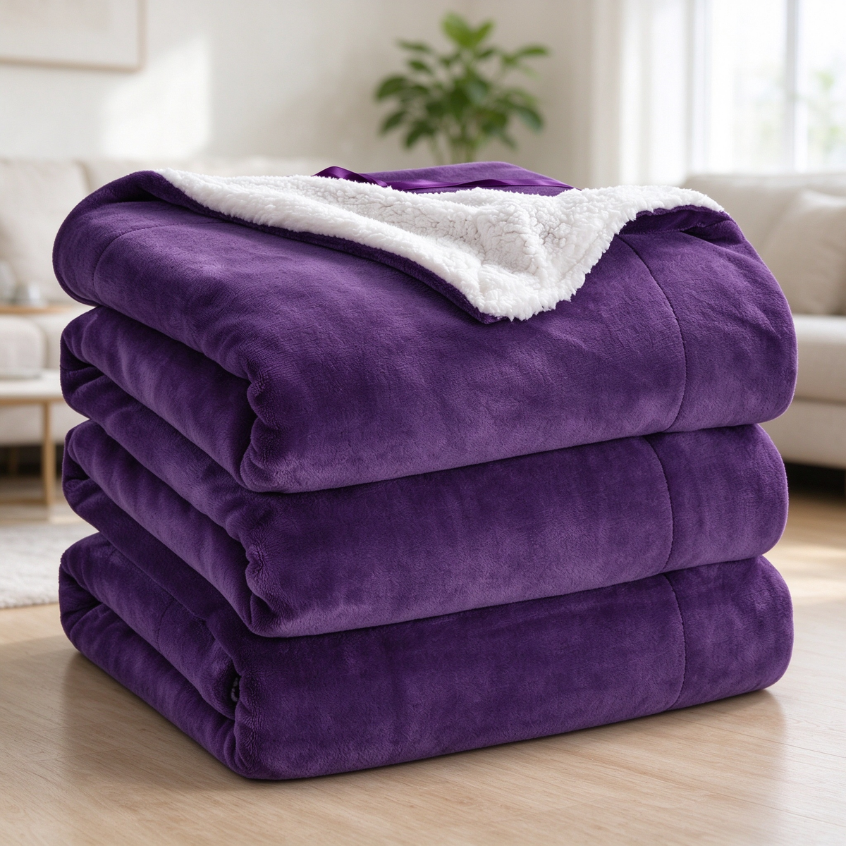 Double-Sided Sherpa Fleece Throw Blanket, Reversible Warm Flannel Sherpa Blanket | COZORVEL