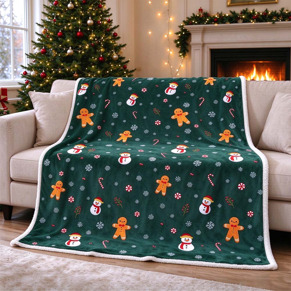 Christmas Sherpa Throw Blanket, Double-Sided Flannel Fleece Holiday Blanket | COZORVEL