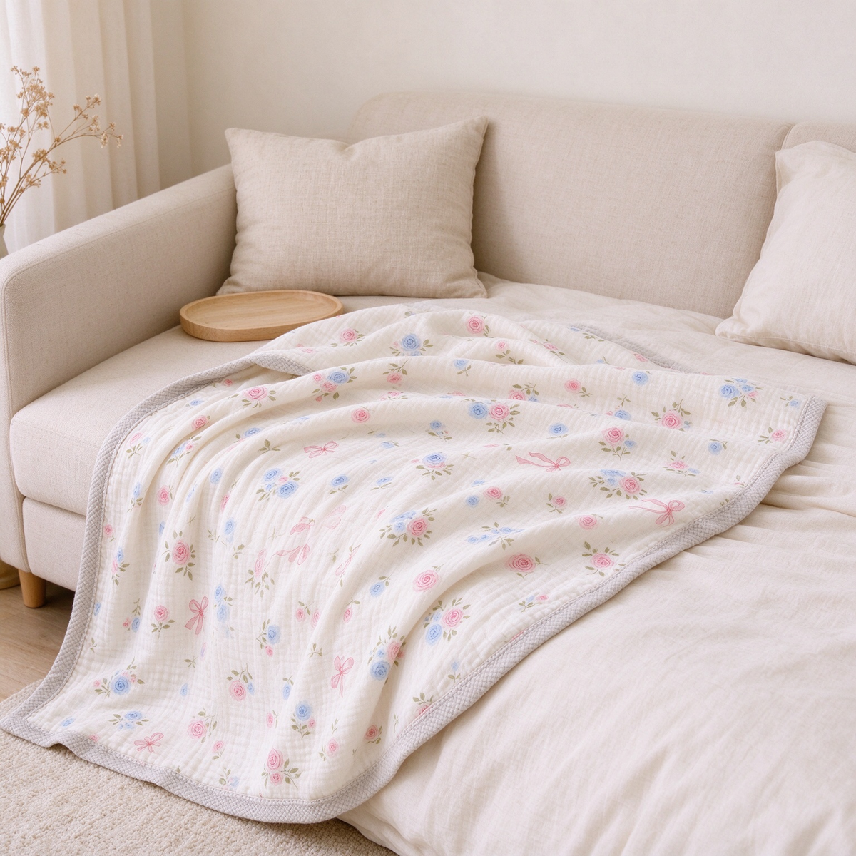 Double Layer Soft Cotton Baby Muslin Fleece Blanket | COZORVEL