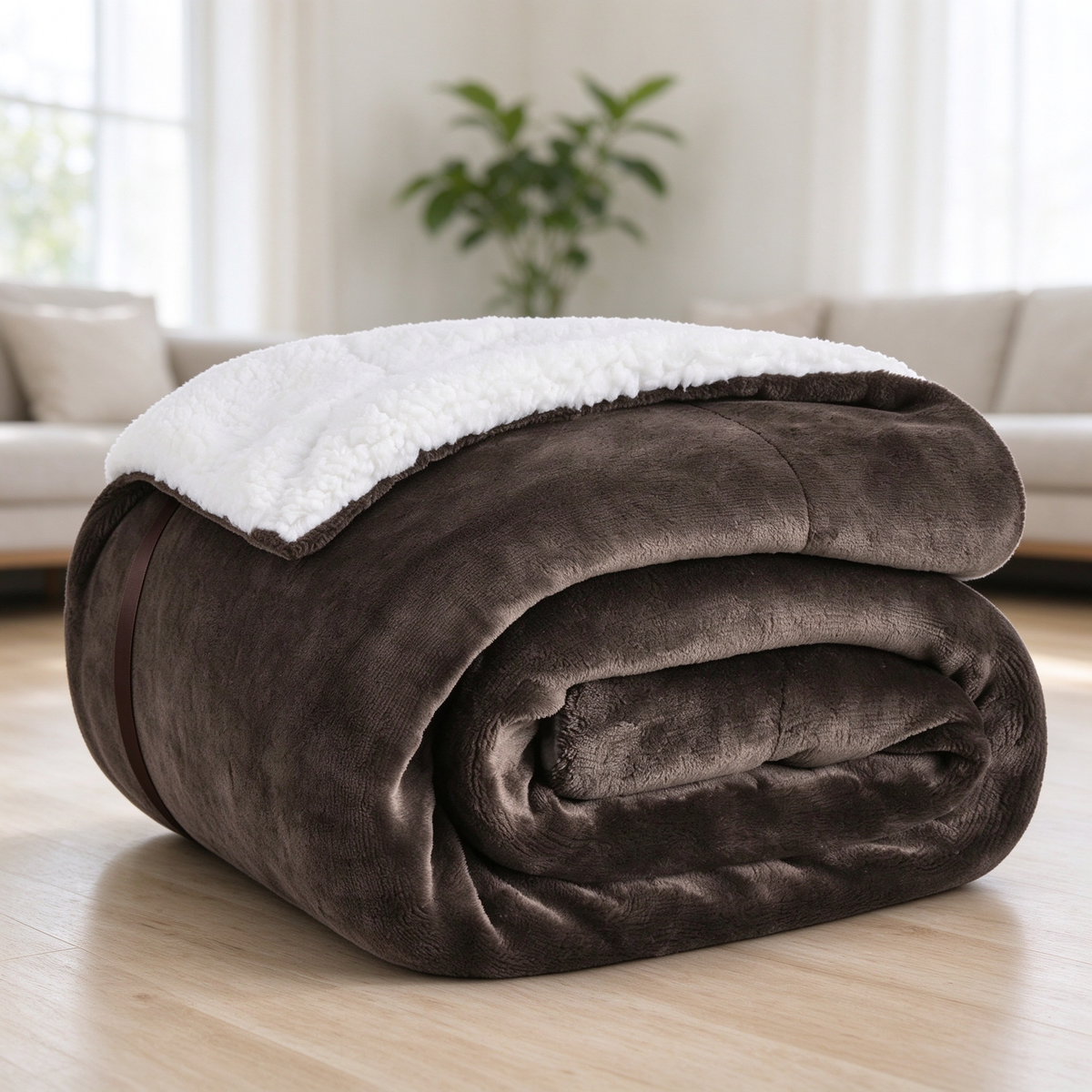 Double-Sided Sherpa Fleece Throw Blanket, Reversible Warm Flannel Sherpa Blanket | COZORVEL