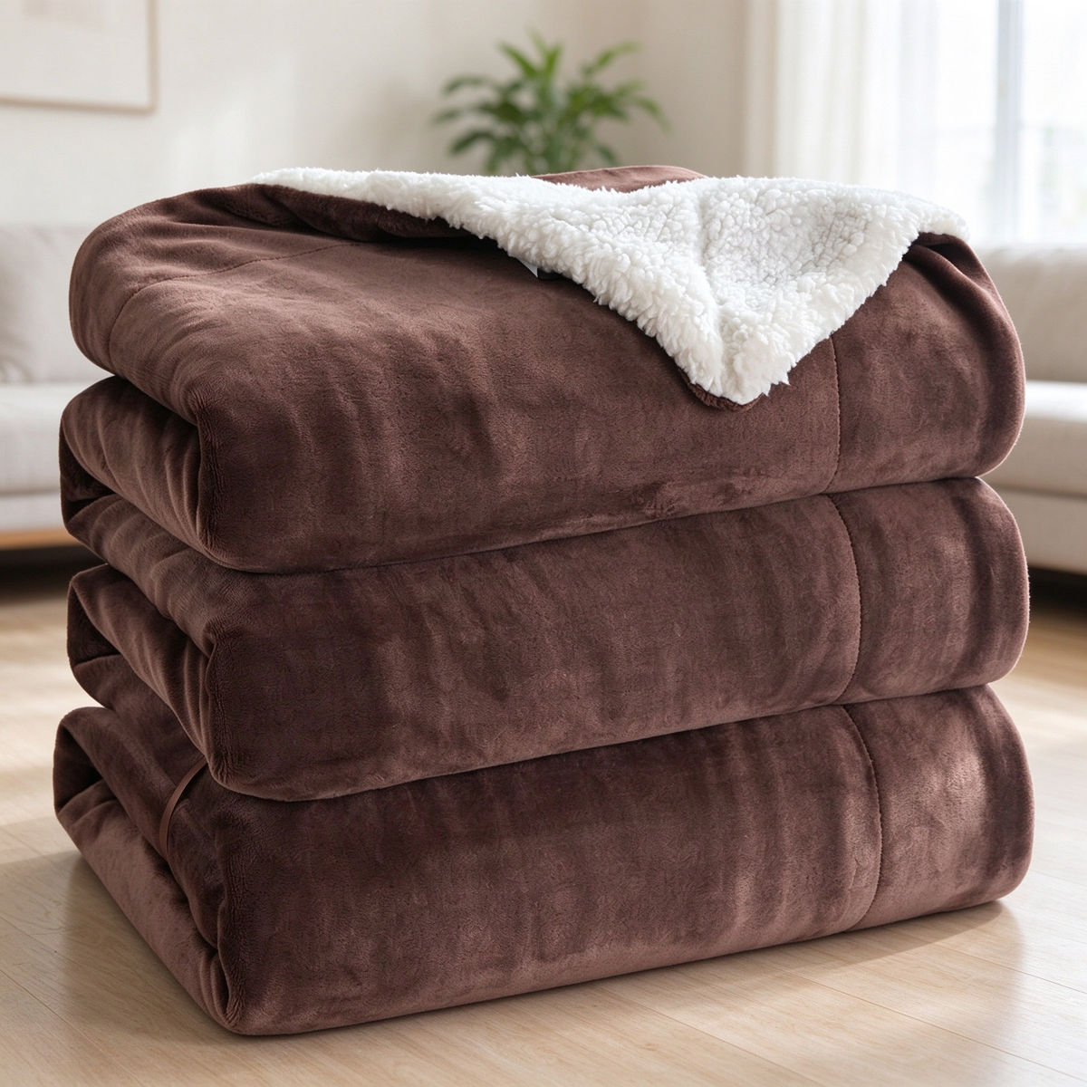 Double-Sided Sherpa Fleece Throw Blanket, Reversible Warm Flannel Sherpa Blanket | COZORVEL