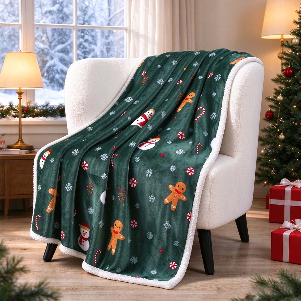 Christmas Sherpa Throw Blanket, Double-Sided Flannel Fleece Holiday Blanket | COZORVEL