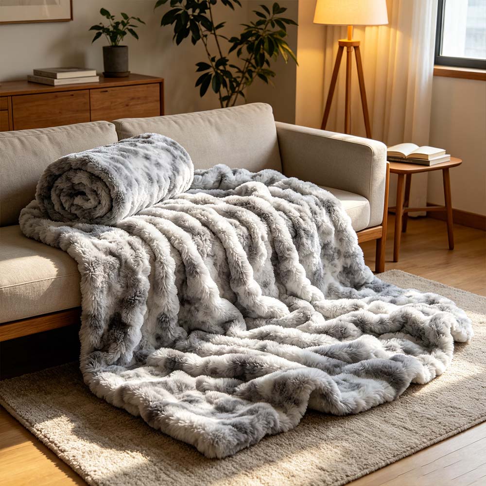 Cozy Faux Fur Throw Blanket for Couch, Fuzzy Soft Plush Blanket| COZORVEL