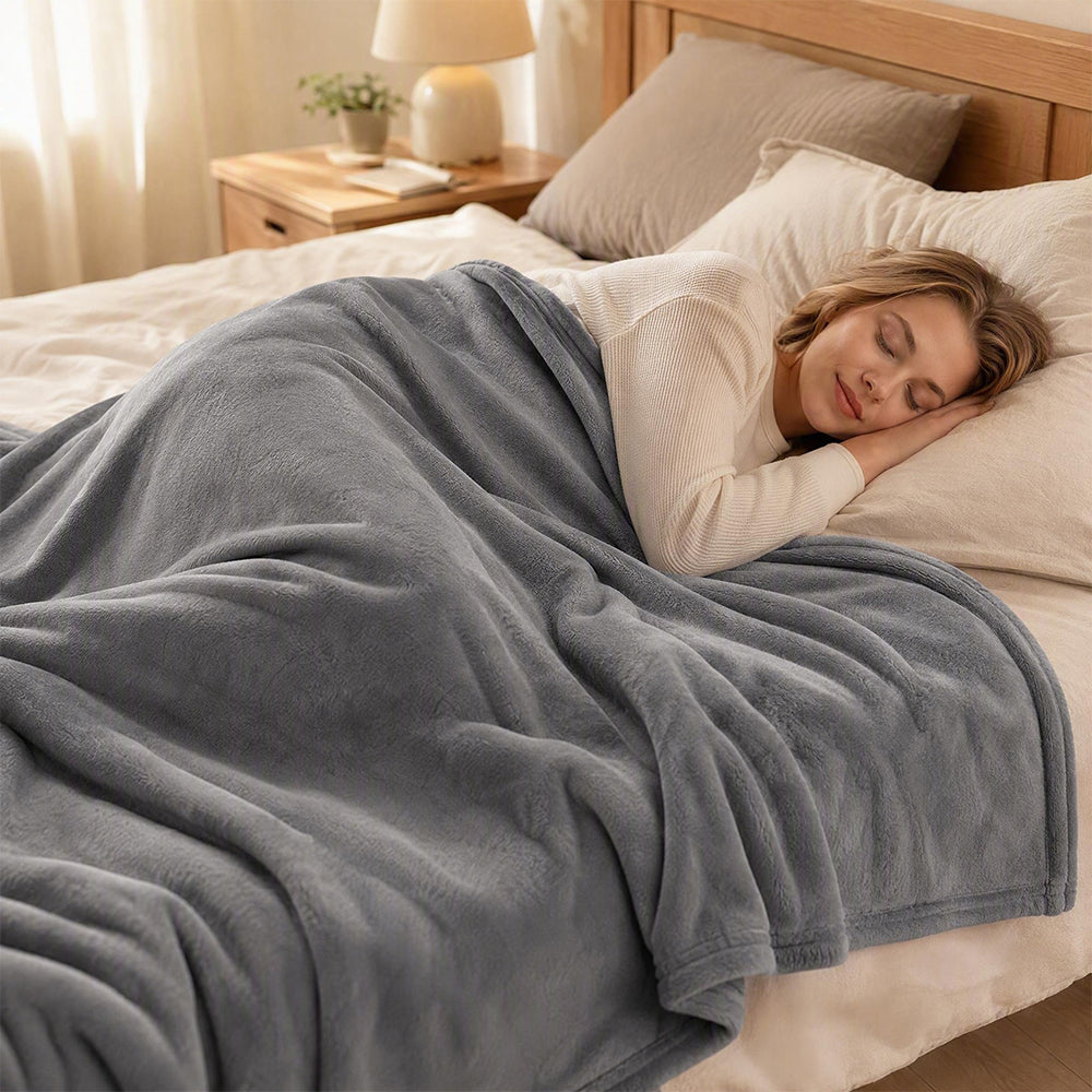 Thick Solid Color Flannel Blanket for Sofa Naps Home Decor | COZORVEL