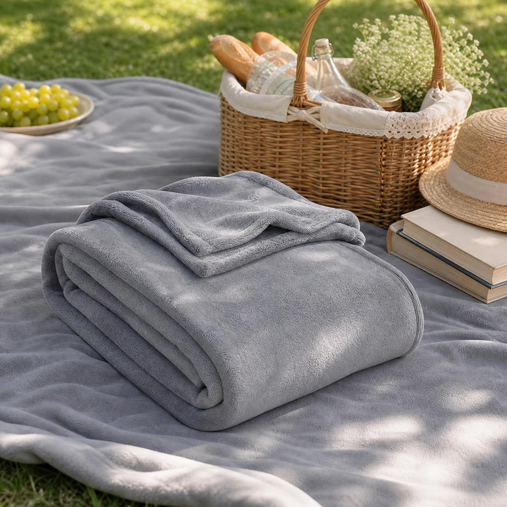 Thick Solid Color Flannel Blanket for Sofa Naps Home Decor | COZORVEL