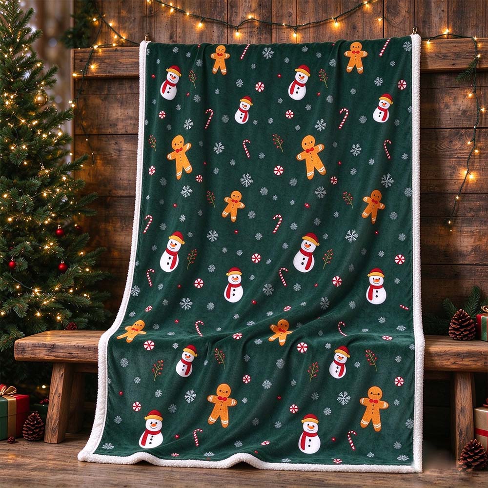 Christmas Sherpa Throw Blanket, Double-Sided Flannel Fleece Holiday Blanket | COZORVEL
