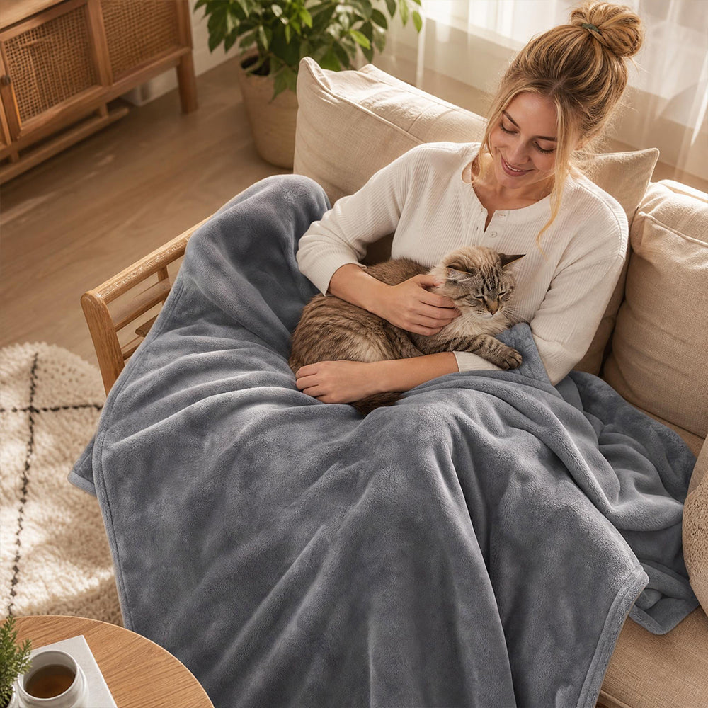 Thick Solid Color Flannel Blanket for Sofa Naps Home Decor | COZORVEL