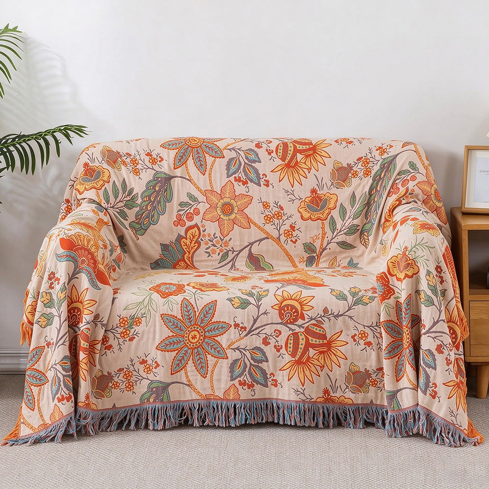 Boho Cotton Gauze Tassel Throw Blanket | COZORVEL