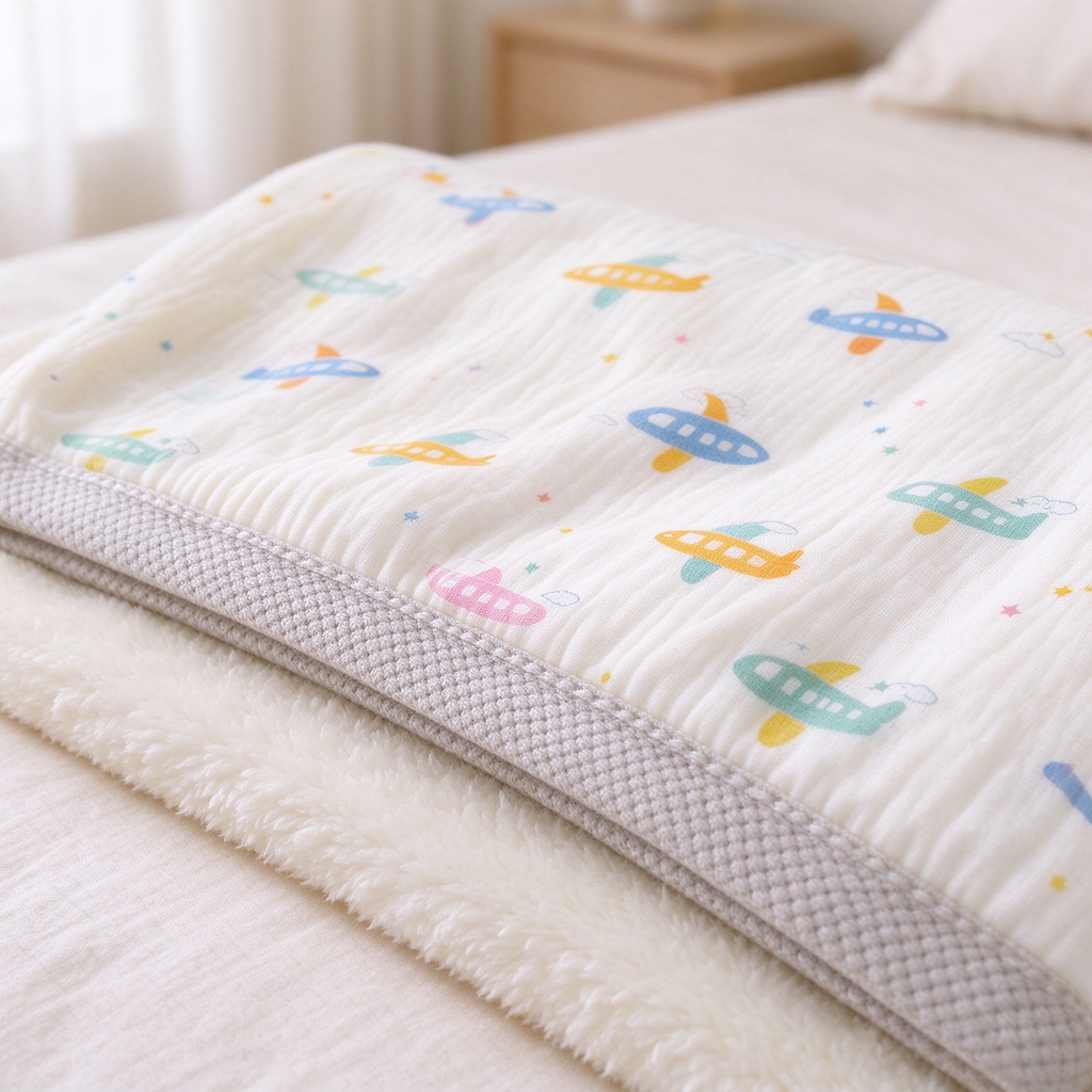 Double Layer Soft Cotton Baby Muslin Fleece Blanket | COZORVEL