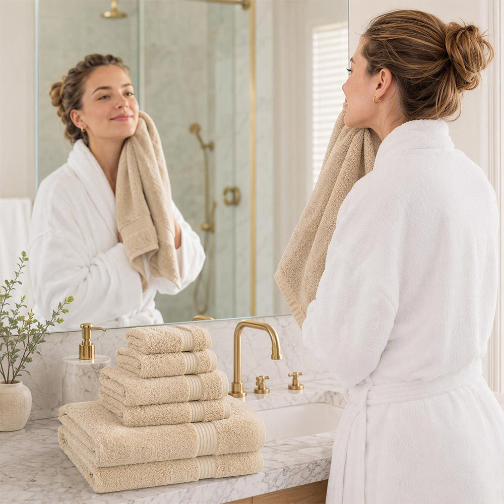 100% Cotton Bath Towel Set, 6 Piece Towel Set, Soft Absorbent Quick Dry| COZORVEL