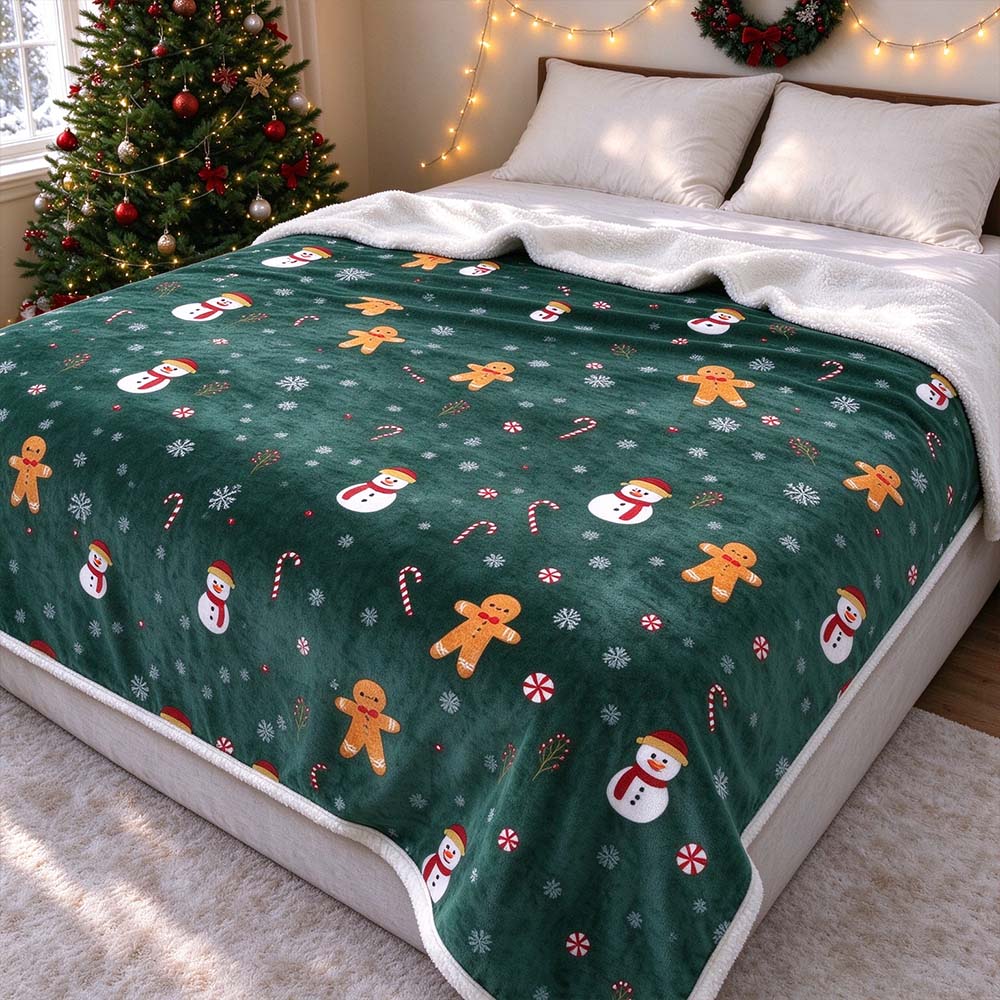 Christmas Sherpa Throw Blanket, Double-Sided Flannel Fleece Holiday Blanket | COZORVEL