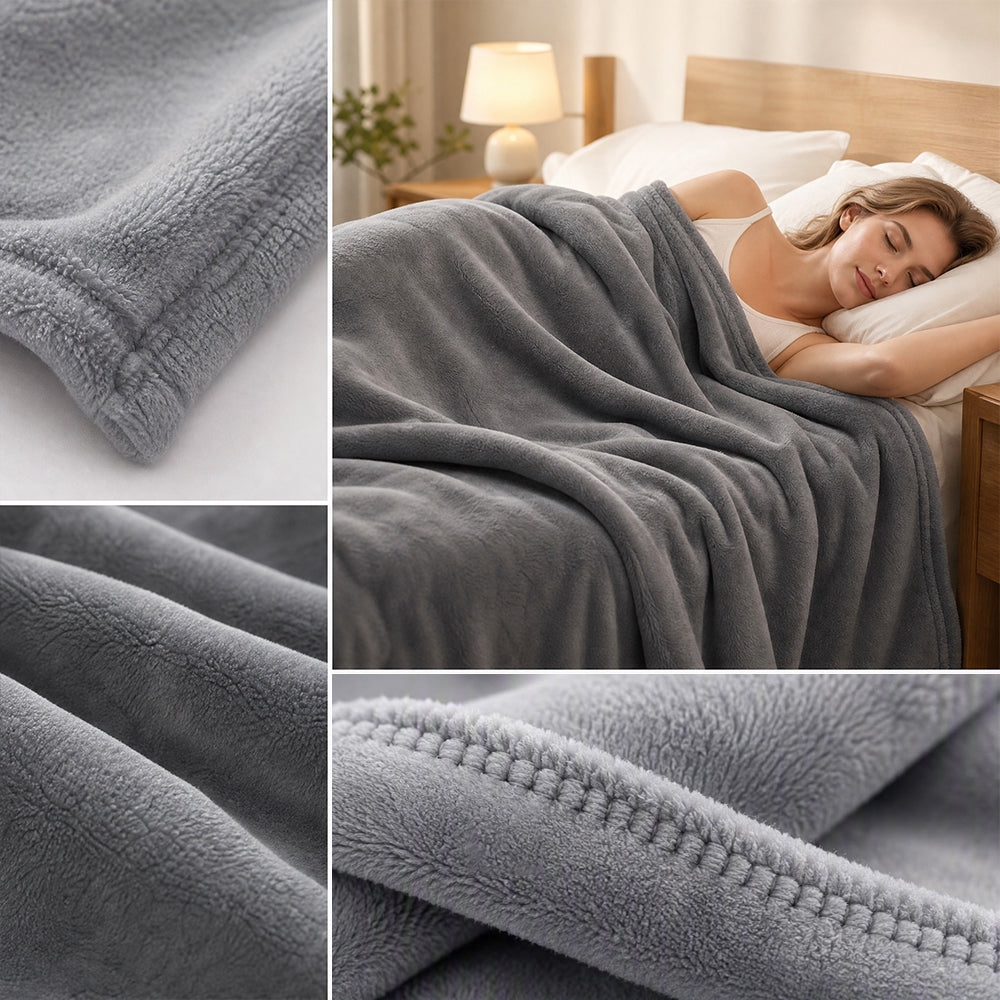 Thick Solid Color Flannel Blanket for Sofa Naps Home Decor | COZORVEL
