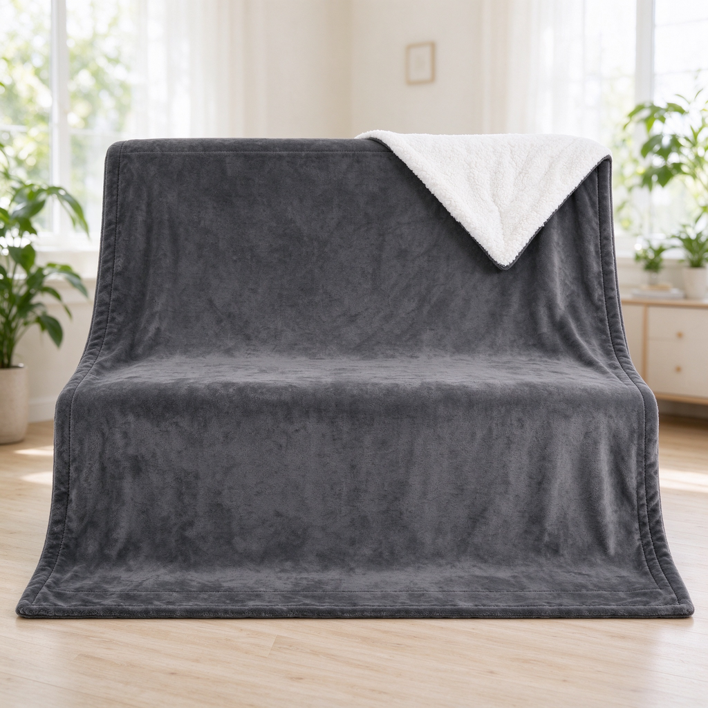 Double-Sided Sherpa Fleece Throw Blanket, Reversible Warm Flannel Sherpa Blanket | COZORVEL