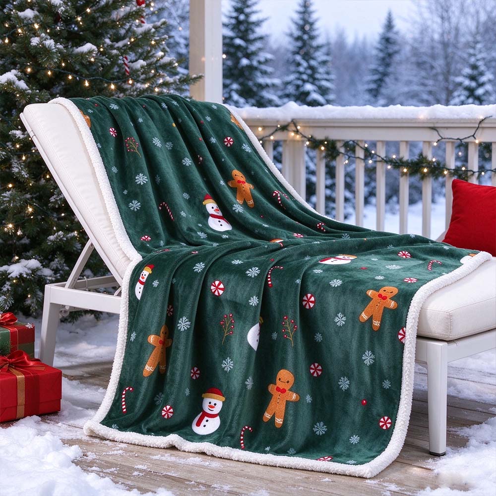 Christmas Sherpa Throw Blanket, Double-Sided Flannel Fleece Holiday Blanket | COZORVEL