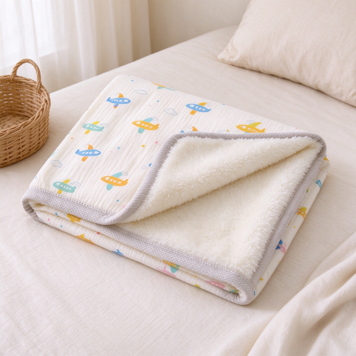 Double Layer Soft Cotton Baby Muslin Fleece Blanket | COZORVEL