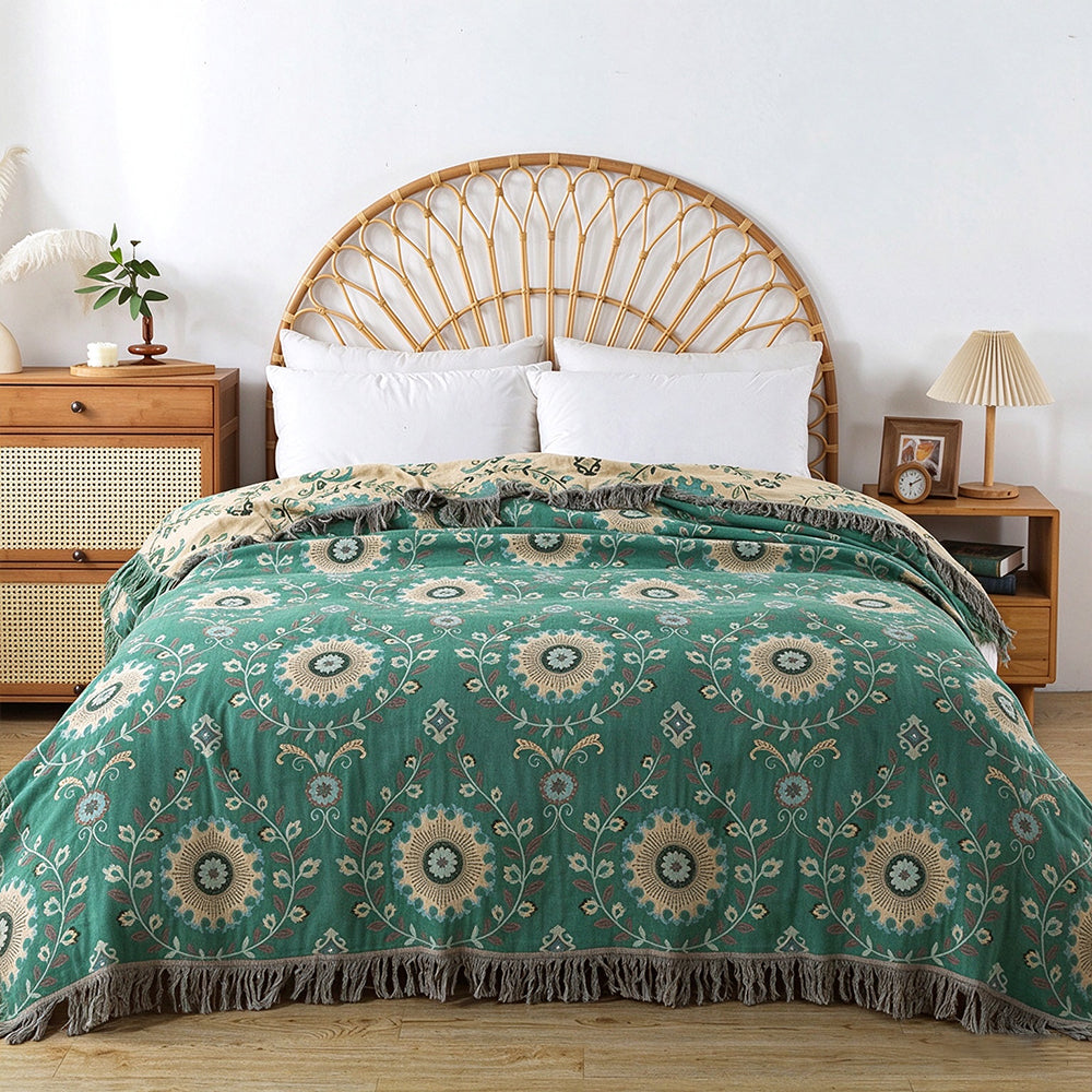 Boho Cotton Gauze Tassel Throw Blanket | COZORVEL