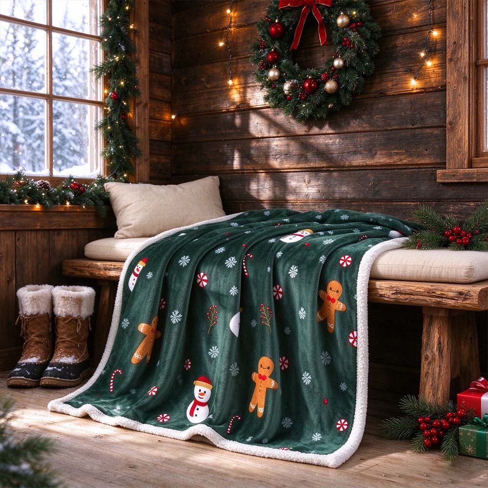 Christmas Sherpa Throw Blanket, Double-Sided Flannel Fleece Holiday Blanket | COZORVEL