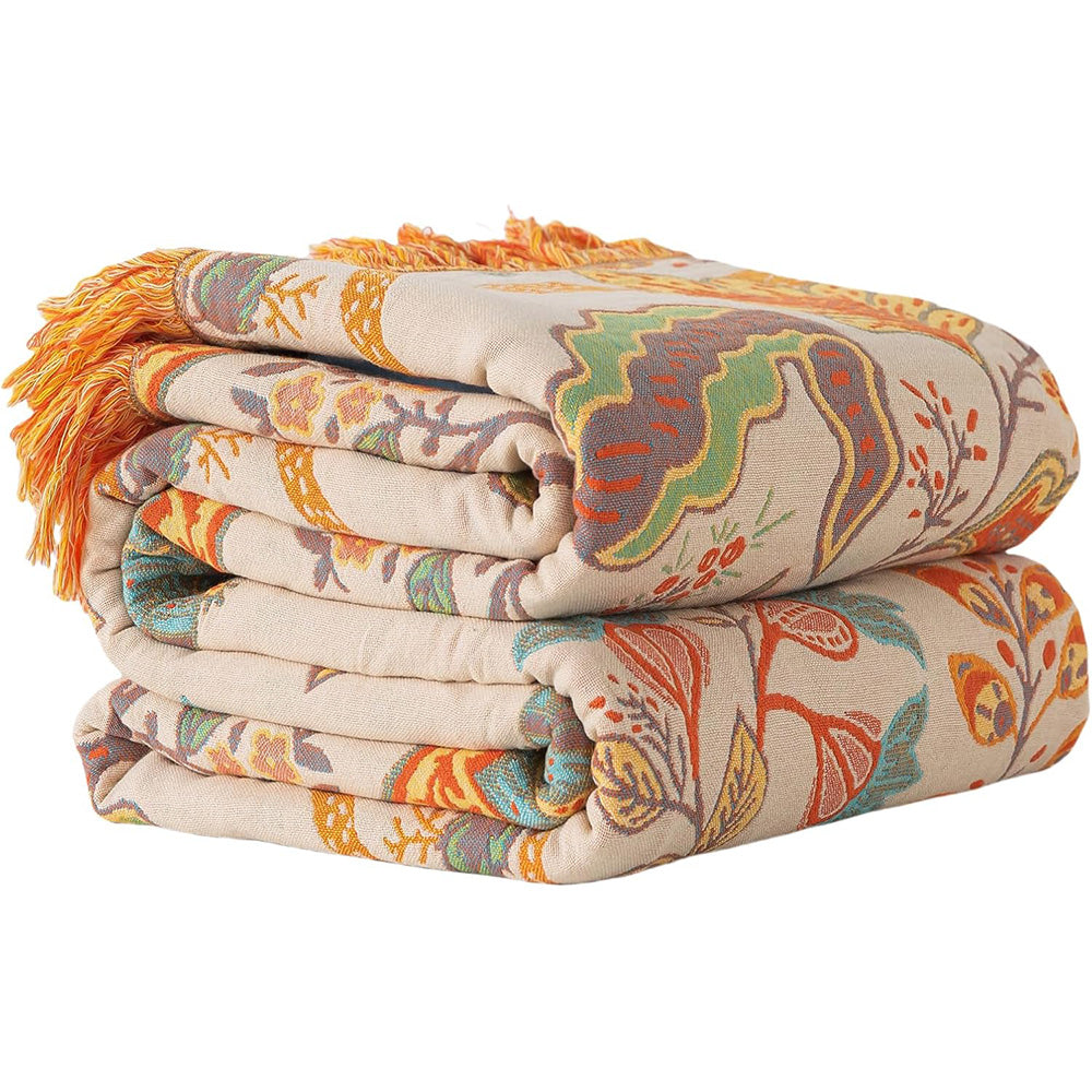 Boho Cotton Gauze Tassel Throw Blanket | COZORVEL