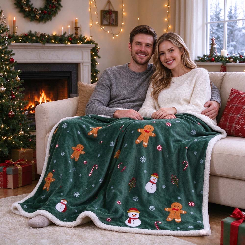 Christmas Sherpa Throw Blanket, Double-Sided Flannel Fleece Holiday Blanket | COZORVEL