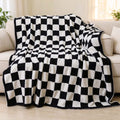 Checkerboard Plush Throw Blanket, Soft Cozy Flannel Checkered Blanket | COZORVEL