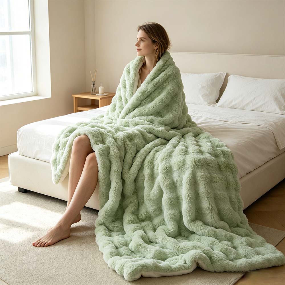 Cozy Faux Fur Throw Blanket for Couch, Fuzzy Soft Plush Blanket| COZORVEL