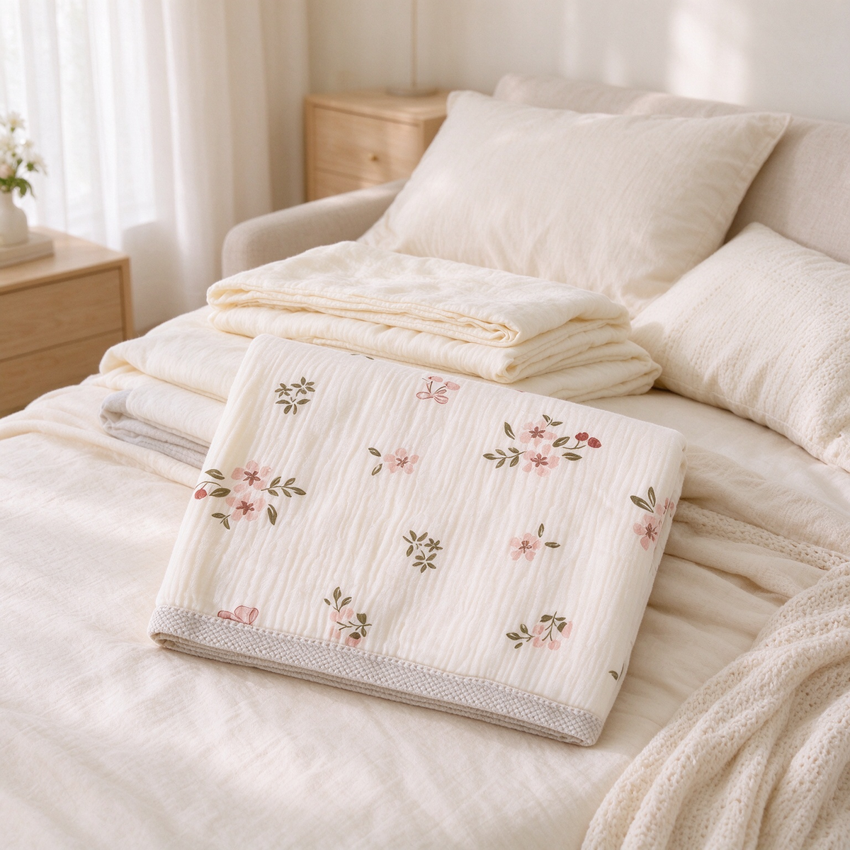 Double Layer Soft Cotton Baby Muslin Fleece Blanket | COZORVEL