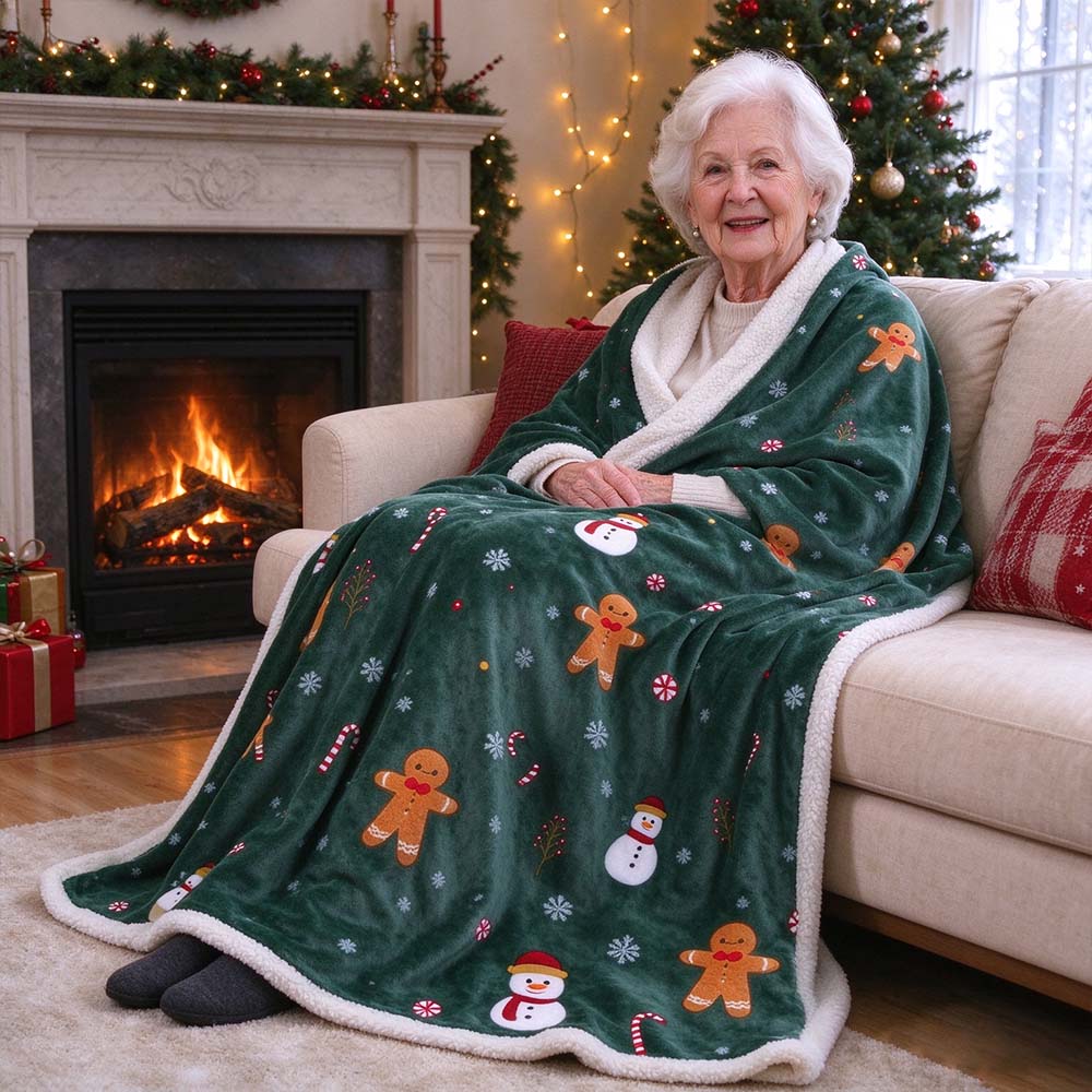 Christmas Sherpa Throw Blanket, Double-Sided Flannel Fleece Holiday Blanket | COZORVEL