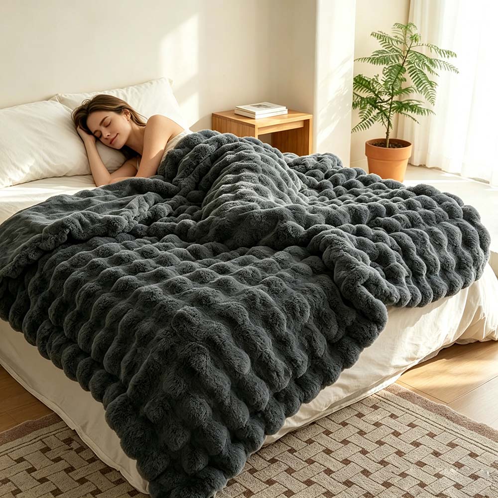 Cozy Faux Fur Throw Blanket for Couch, Fuzzy Soft Plush Blanket| COZORVEL