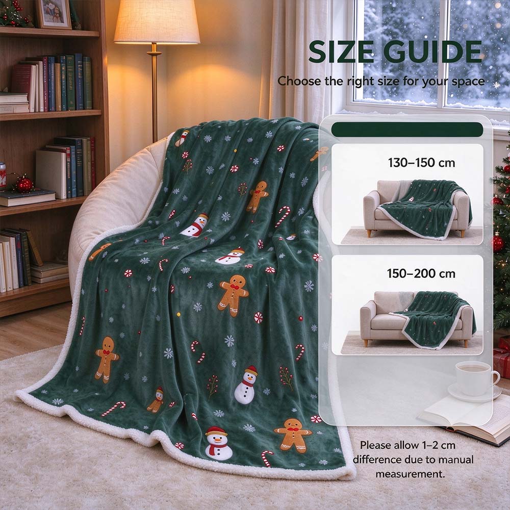 Christmas Sherpa Throw Blanket, Double-Sided Flannel Fleece Holiday Blanket | COZORVEL