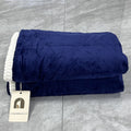 COZORVEL Navy Blue Blanket with Textured White Border